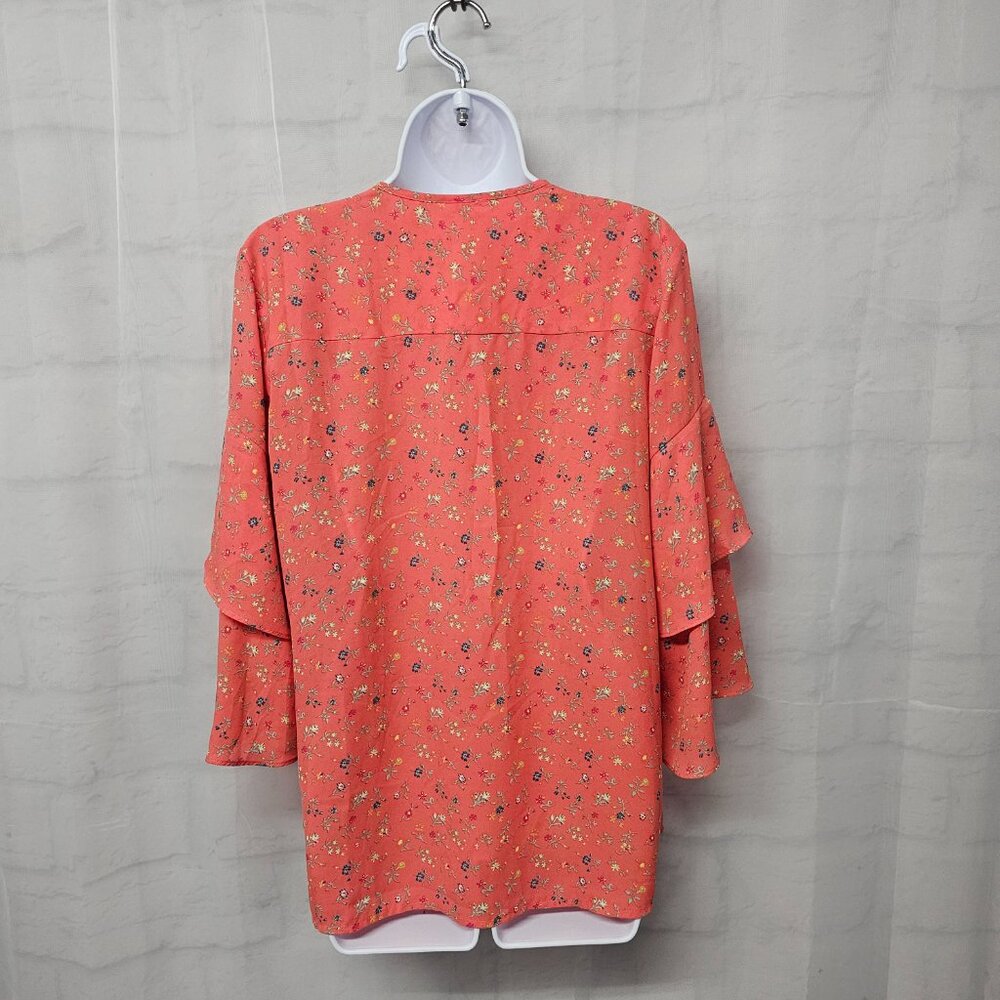 Gap Maternity Blouse Boho Layered Festival Floral Peasant Pink Coral M - Picture 7 of 13